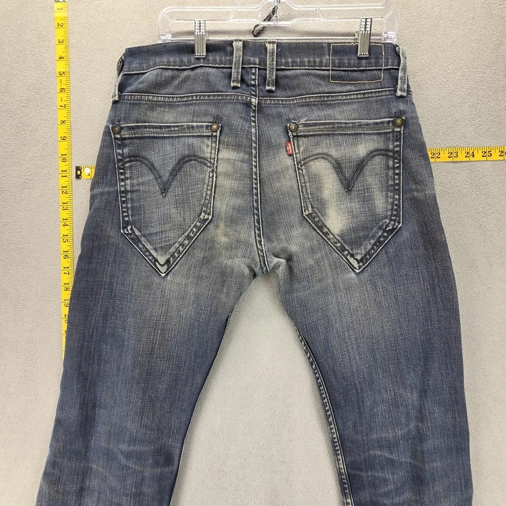 Vintage Levis Engineered Jeans Mens 33x32 Blue 504 Loose Whiskers Honeycomb